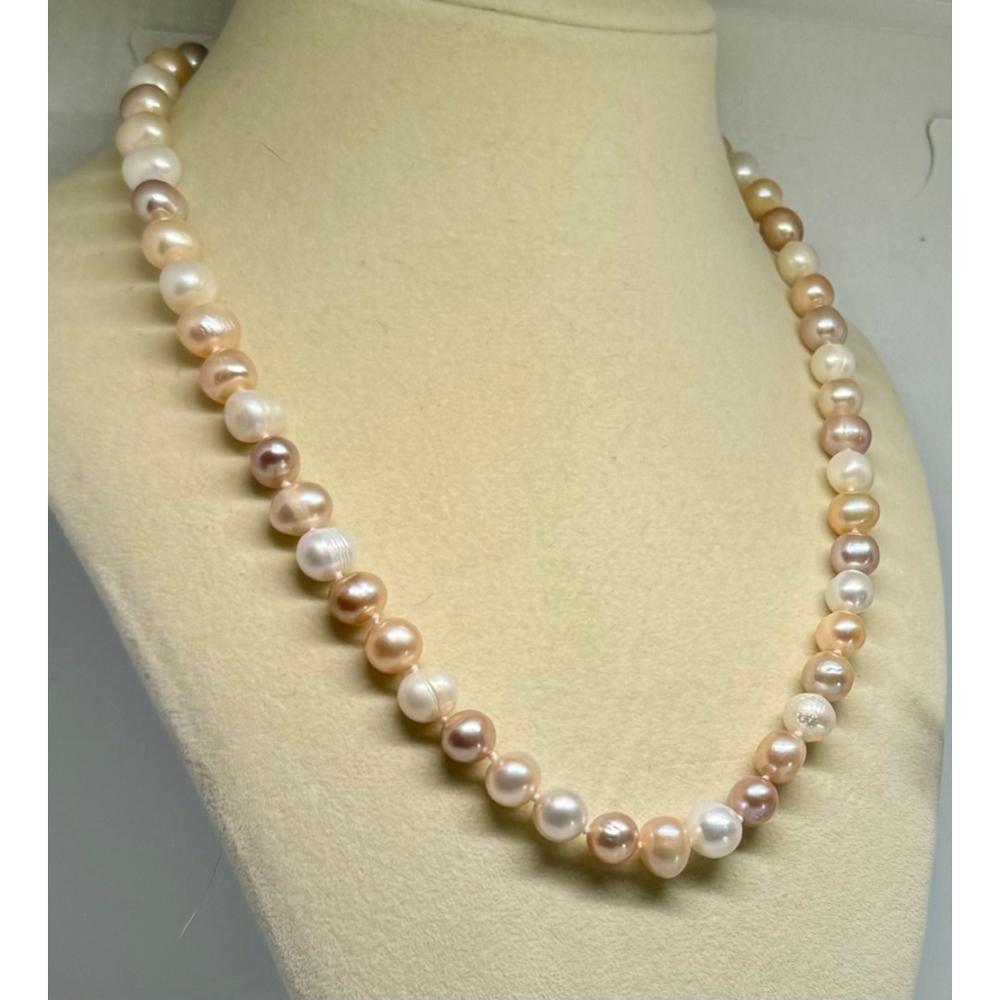 Sterling Three Piece‎ Set: Multi Color Potato Pearl Necklace, Bracelet, Earrings - Picture 3 of 10